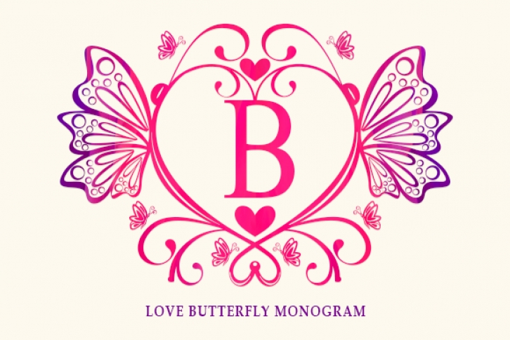 Love Butterfly Monogram Font Download