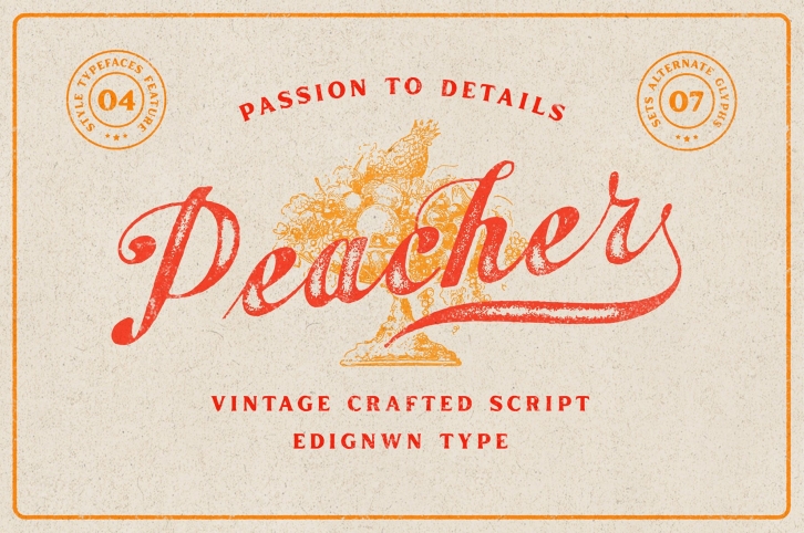 Peacher - Vintage Script Font Font Download