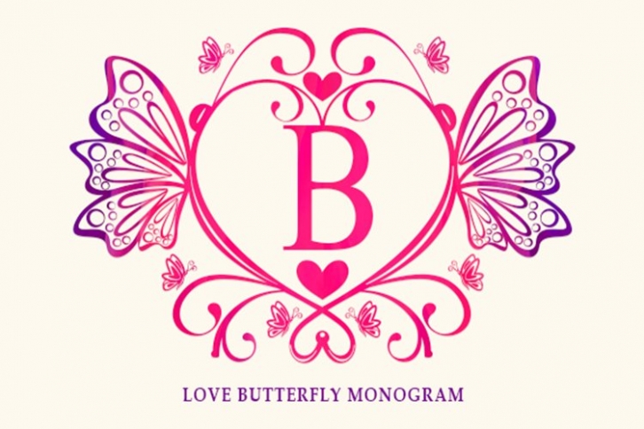 Love Butterfly Monogram Font Download