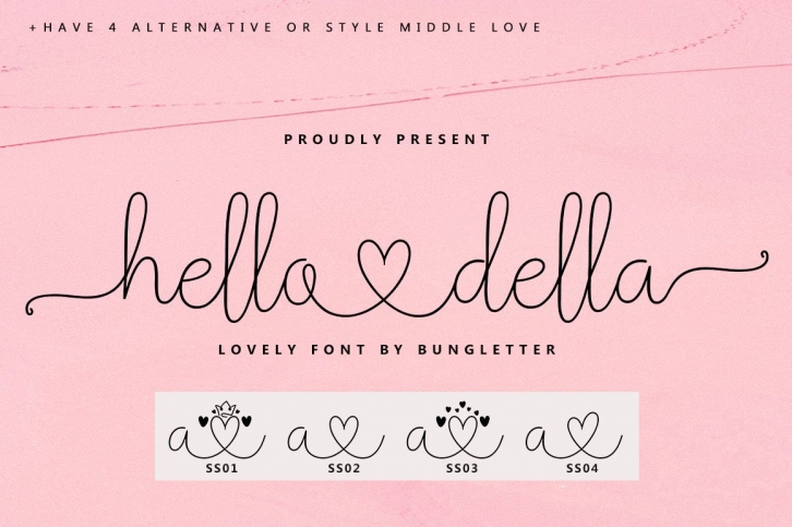 hello della - script lovely Font Download