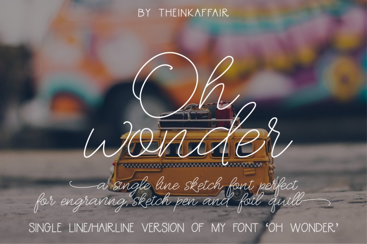 Oh Wonder - a single line, hairline sketch pen font Font Download