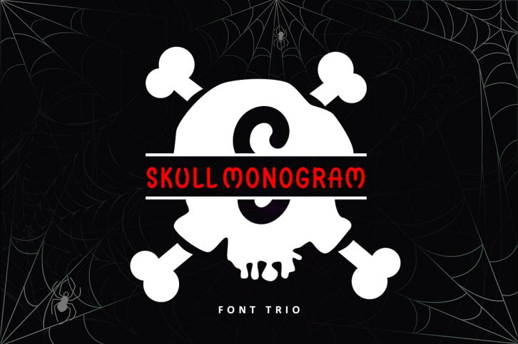 Skull Monogram - Font Trio For Halloween Font Download
