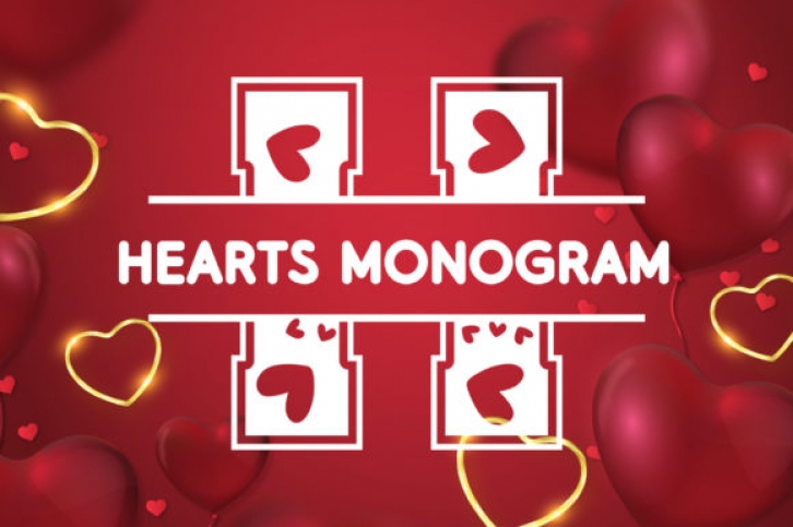 Hearts Monogram Font Download
