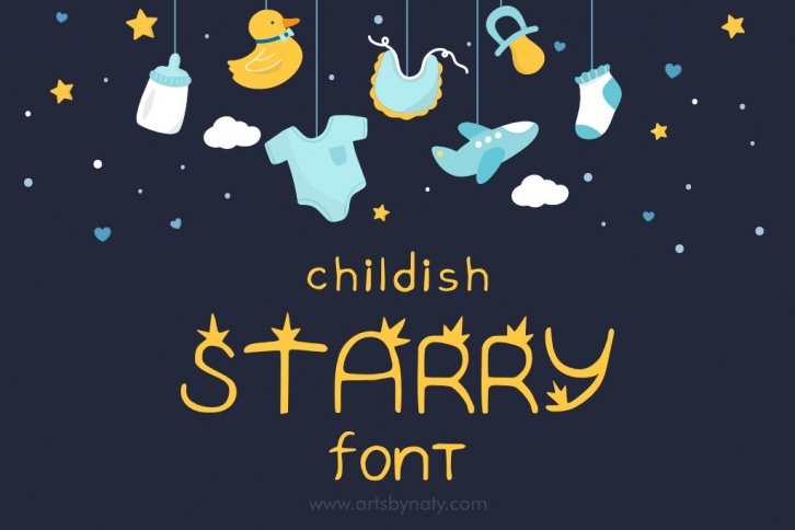 Childish Starry Handwritten Font. Font Download