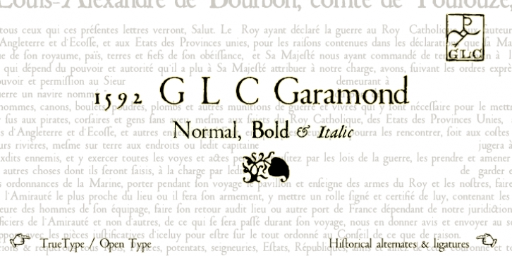 1592 GLC Garamond Font Download