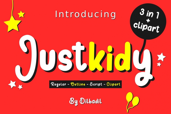 Justkidy - A Fun, Script, Doodle Trio Font Download