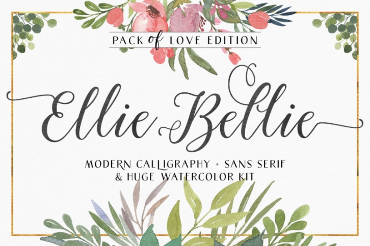 Ellie Bellie Font Duo + Watercolor Kit Font Download