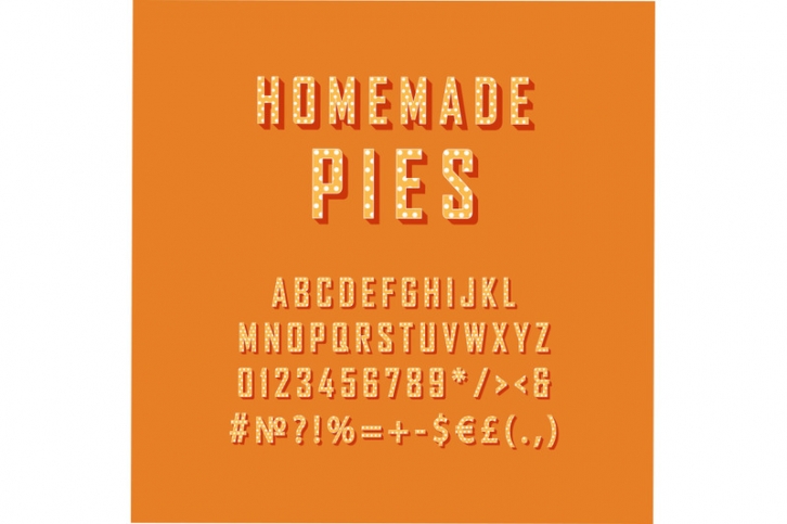 Homemade pies vintage 3d vector alphabet set Font Download
