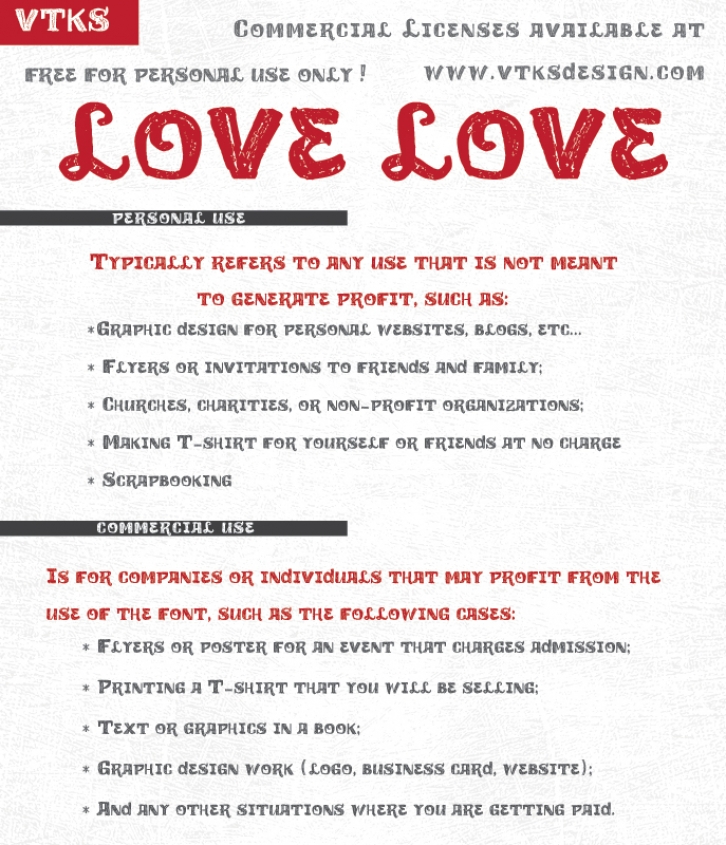 Vtks love love Font Download