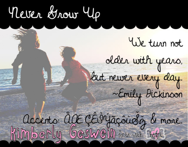 Never Grow Up Font Download