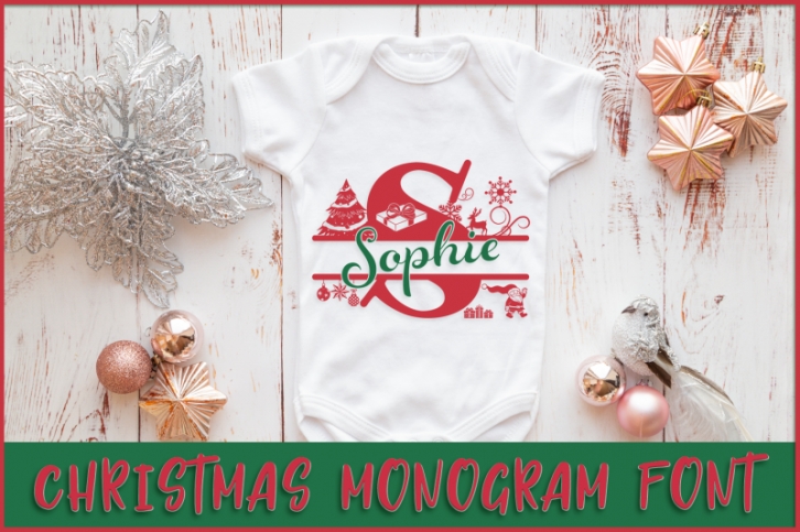 Christmas Monogram Font | Christmas Split Font Font Download