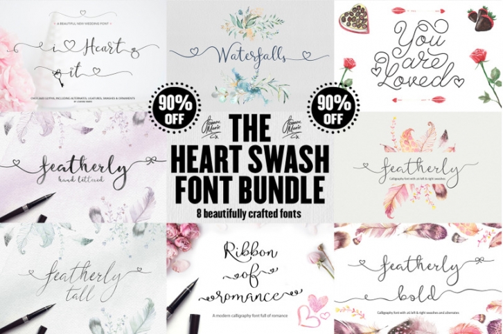 The Heart Swash Font Bundle Font Download