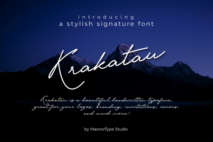 Krakatau - Monoline Signature Font Font Download