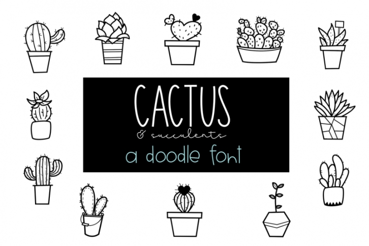 Fancactus Doodle Font - Cactus and Succulents Font Download