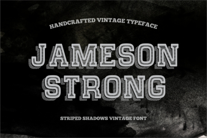 Jameson Strong covered Striped Shadow - vintage typeface. Font Download