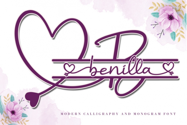 Benilla - Lovely Monogram with Script Font Font Download