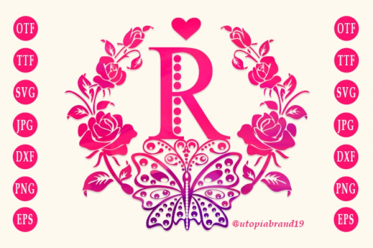 Rose Butterfly Monogram Font Download