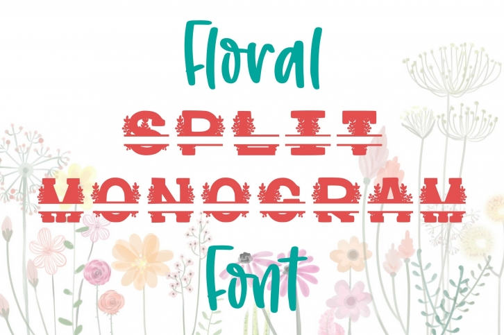 Floral Split Monogram Personalized Flower TTF OTF Font Download