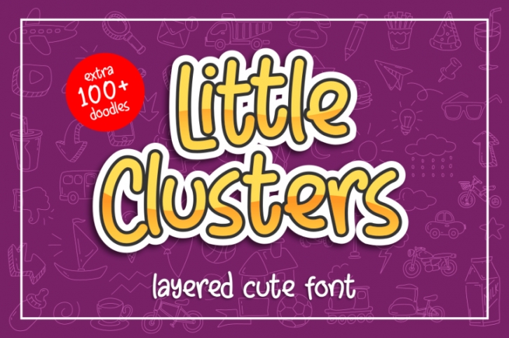 Little Clusters -Layered Cute Font- with doodles Font Download