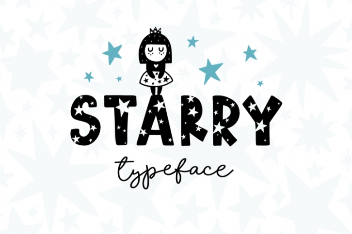 Starry Typeface - Font with Clipart! Font Download