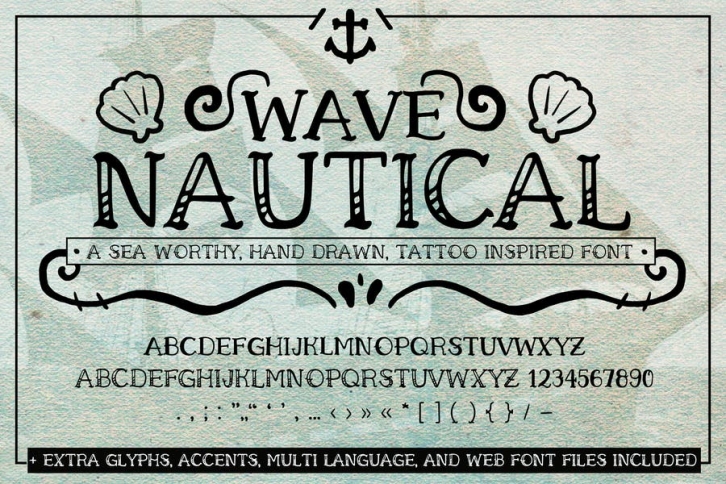 Wave Nautical Font (Handwritten Tattoo Web Fonts) Font Download