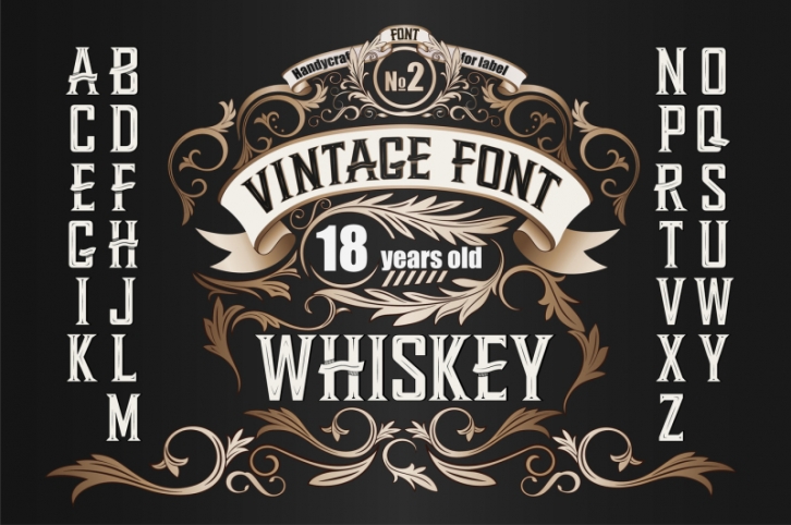 Vintage label font. Whiskey style. Font Download