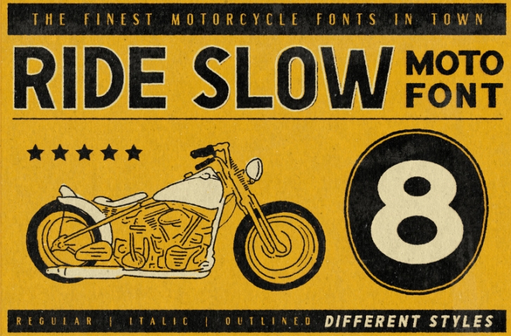 Ride Slow - Motorcycle Font Bundle Font Download