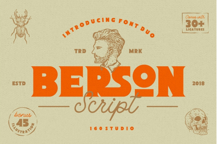 Berson Font + 45 Illustration Pack Font Download