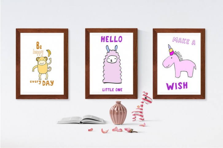 Kids' Room typeface with Outline and Solid versions and extra graphics Font Download