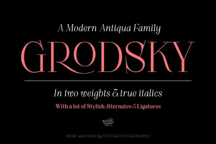 Grodsky • Modern Antiqua Family Font Download