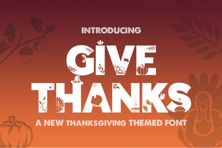 Give Thanks Silhouette Font (Thanksgiving Fonts, Silhouette Fonts) Font Download