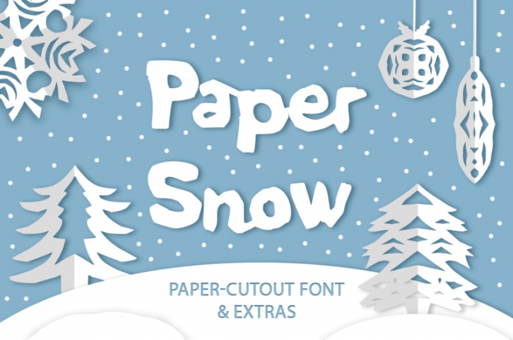 Paper snow. Cut out font & extras. Font Download