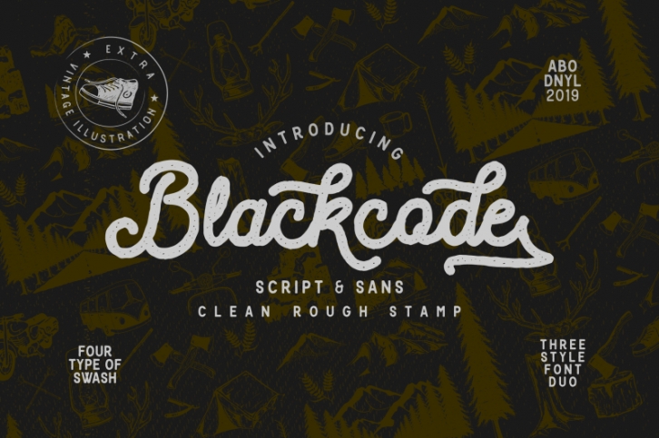 Blackcode - vintage duo - extra illustration Font Download