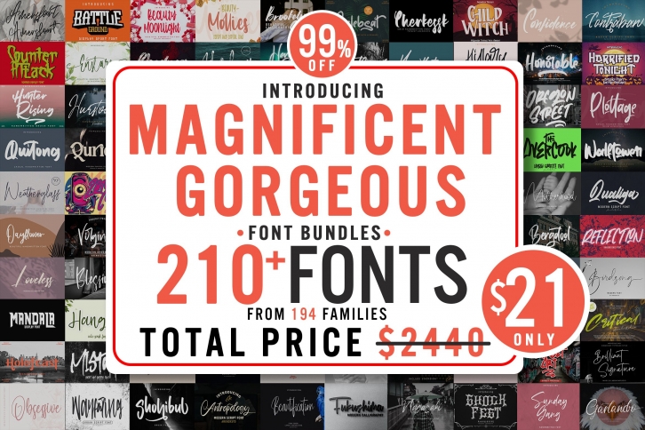 Magnificent Gorgeous 210 s Bundle Font Download