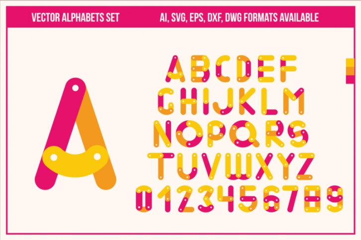 Vector Alphabets Set in Ai, SVG, EPS, DXF, DWG Formats Font Download