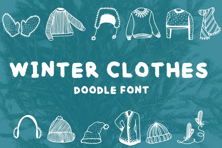 Winter clothes doodle Font Download