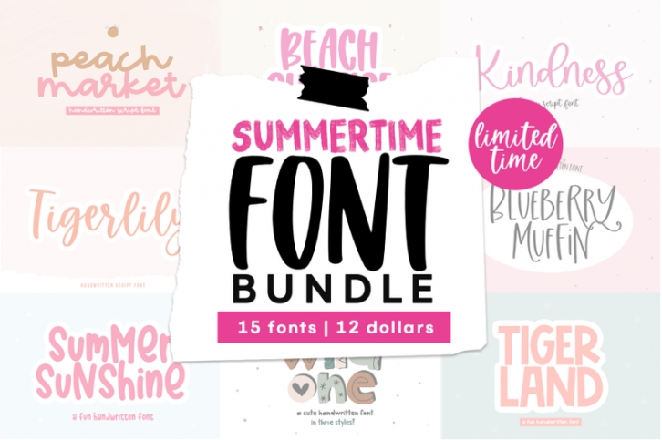 Summer Font Bundle - 15 Handwritten Fonts! Font Download