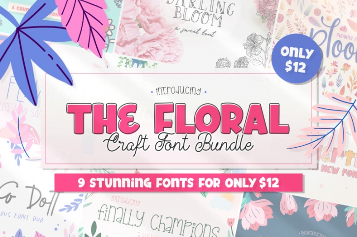 The Floral Craft Font Bundle (Craft Fonts, Font Bundles) Font Download