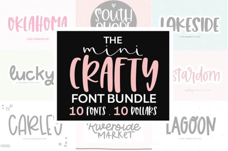 Mini Crafty Font Bundle - 10 Fonts for Crafters! Font Download