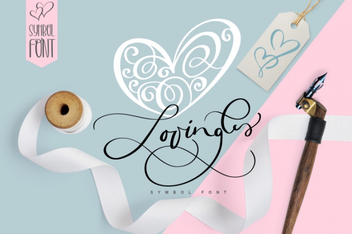 Lovingly Valentines Symbol Flourish Hearts Font and Pattern Font Download