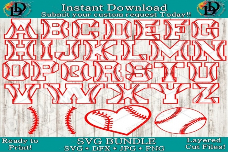 Baseball SVG, Baseball font, alphabet, numbers svg, png, dxf, pdf for Font Download