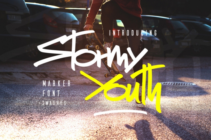 Stormy Youth Font + Swashes Font Download
