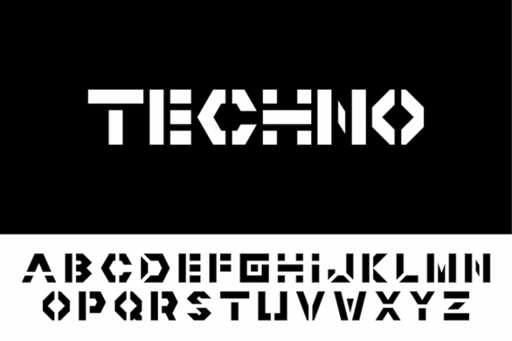 Vector english techno alphabet Font Download