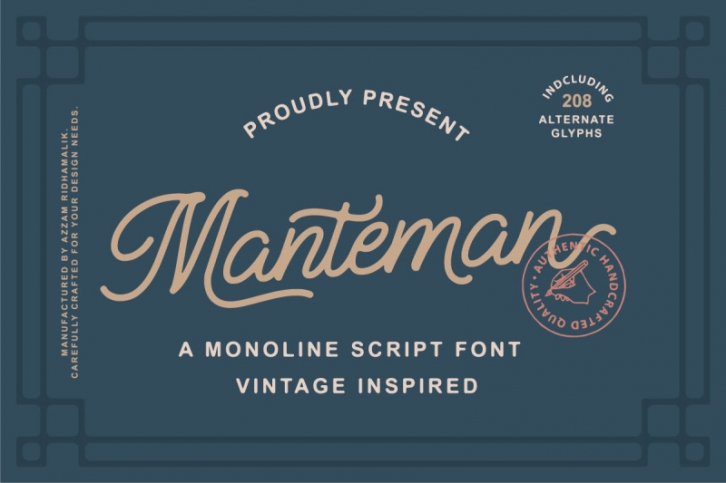 Manteman - Monoline Script Font Font Download