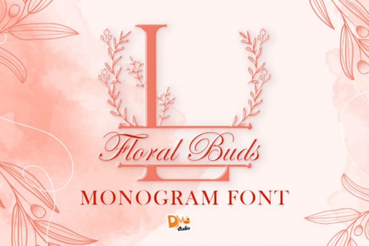 Floral Buds Monogram Font Download