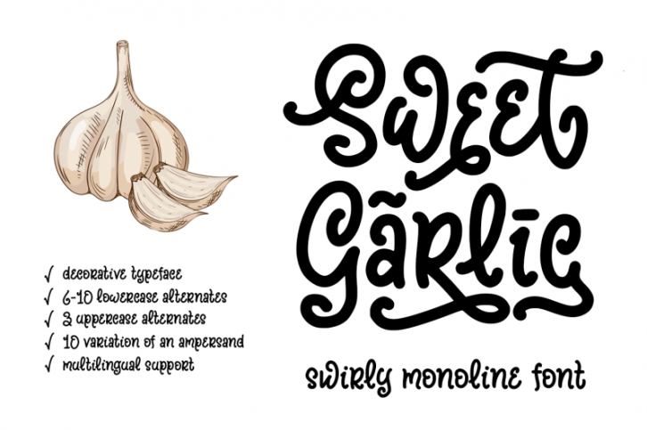 Sweet Garlic -swirly monoline- Font Download