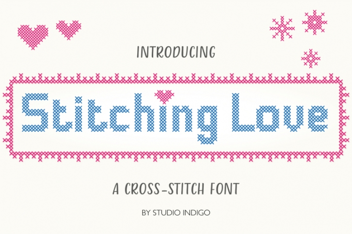 Stitching Love a cross-stitch font Font Download