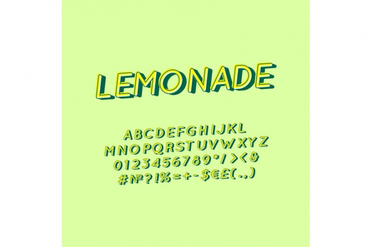 Lemonade vintage 3d vector alphabet set Font Download