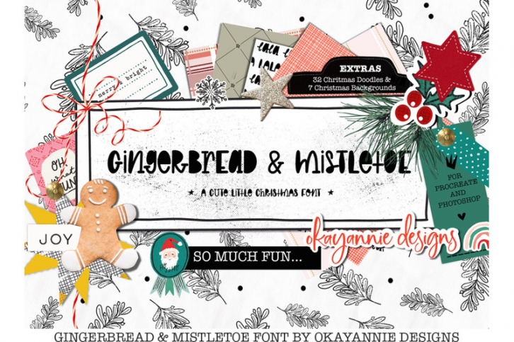 GingerBread &amp;amp; Mistletoe Font and Extras Font Download