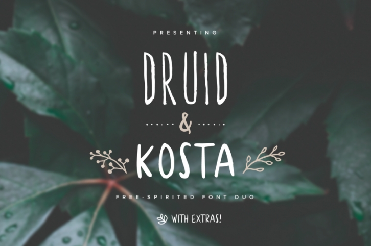 Druid & Kosta Font Duo + Extras Font Download
